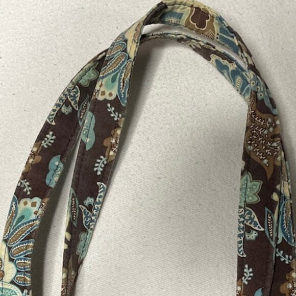 Vera Bradley Quilted Floral Shoulder Tote Travel Bag Brown Blue 13"x14" - Picture 15 of 16